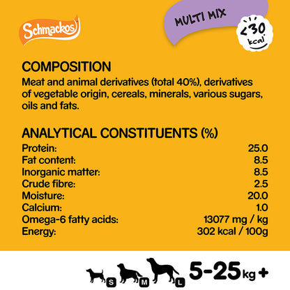 Pedigree Schmackos Adult Dog Treats Meaty Mix 20 Pack 144g