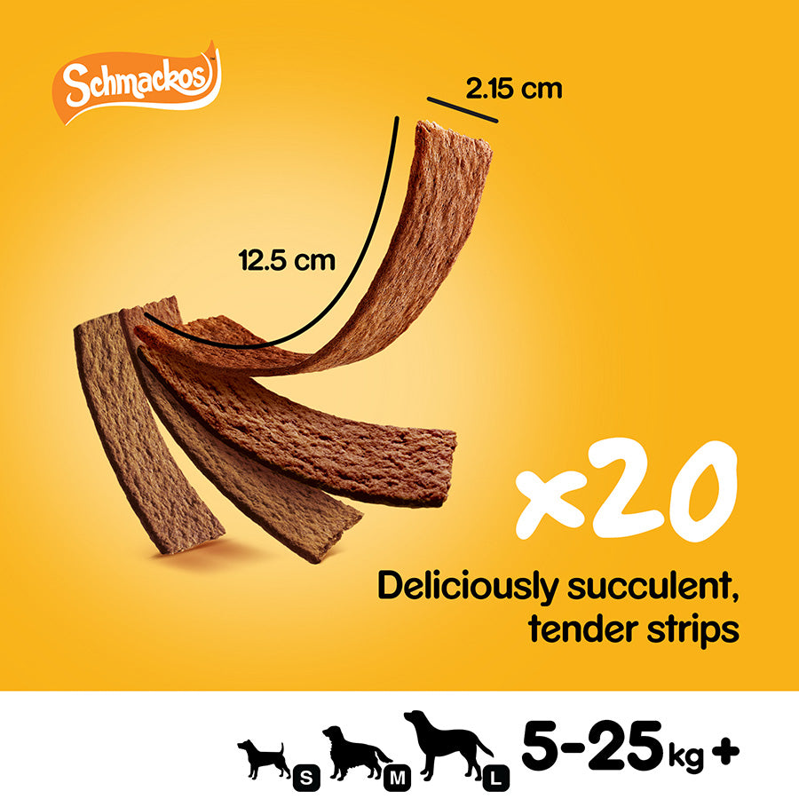 Pedigree Schmackos Adult Dog Treats Meaty Mix 20 Pack 144g