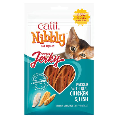 Catit Nibbly Jerky Cat Treats Chicken & Fish 30g