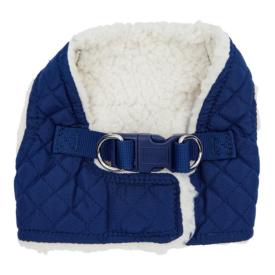 Pets at Home Quilted Shearling Dog Harness Blue