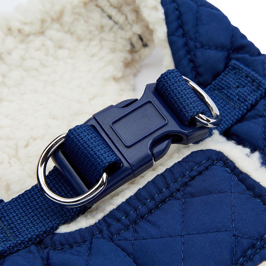 Pets at Home Quilted Shearling Dog Harness Blue
