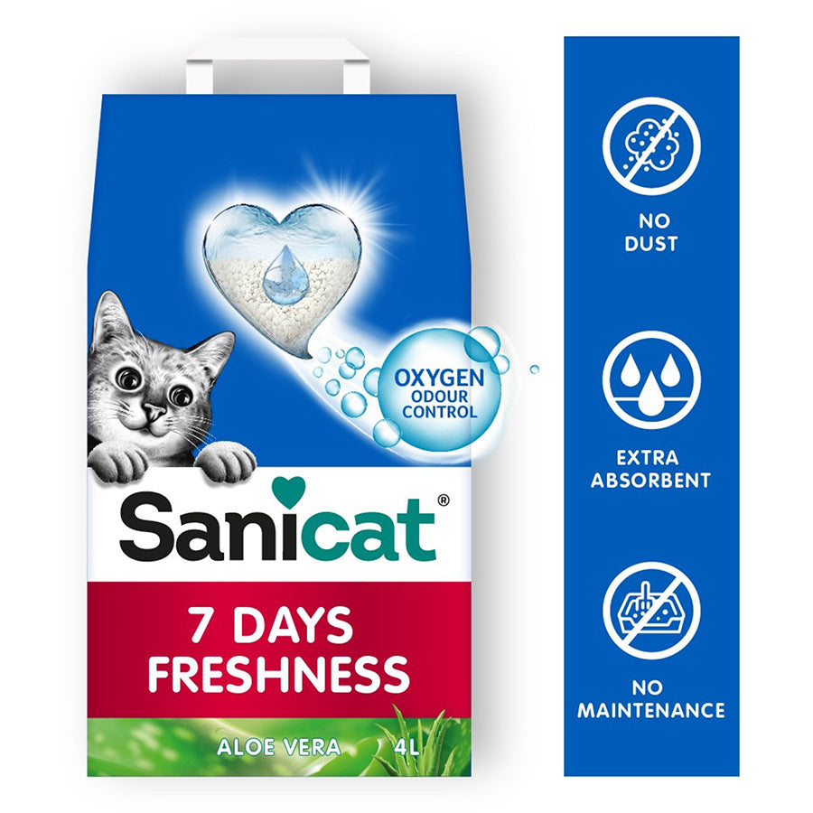 Sanicat 7 Days Aloe Vera Scent Non-Clumping Absorbent Cat Litter 4 Litre