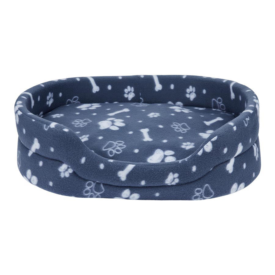 Pets Essentials Bone Oval Dog Bed Grey
