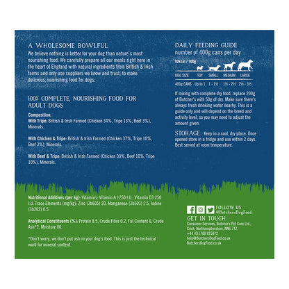 Butcher's Grain Free Adult Wet Dog Food Tripe 24x400g