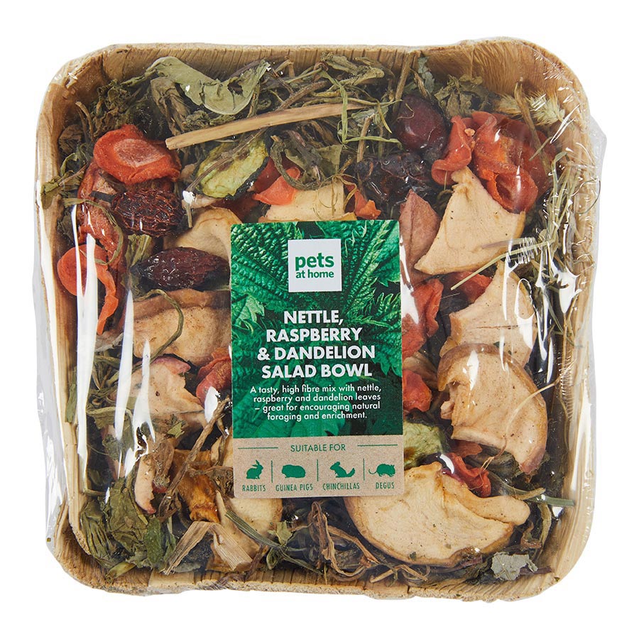 Pets at Home Small Animal Treat Nettle, Raspberry & Dandelion Salad Bowl 40g