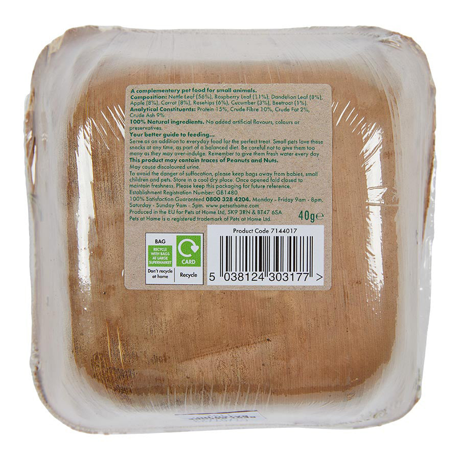 Pets at Home Small Animal Treat Nettle, Raspberry & Dandelion Salad Bowl 40g