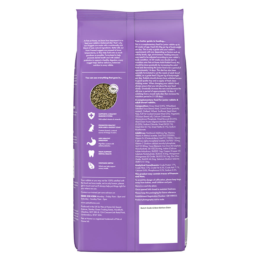 Pets at Home Nutri Pressed Junior/Dwarf Rabbit Nuggets 2kg
