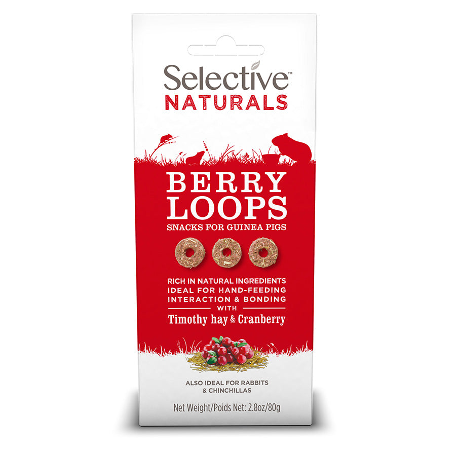 Selective Naturals Berry Loops Small Animal Treats with Timothy Hay & Cranberry 80g