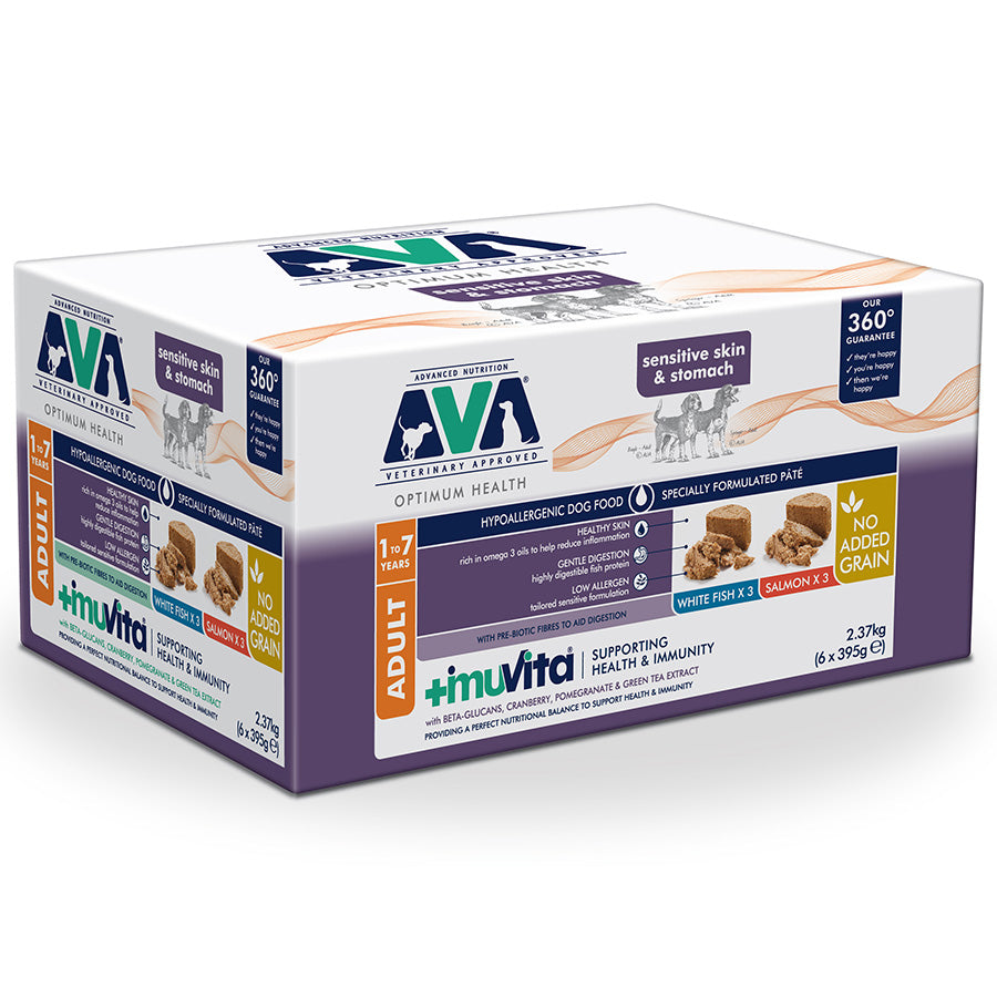 AVA Optimum Health Sensitive Wet Adult Dog Food 6x395g