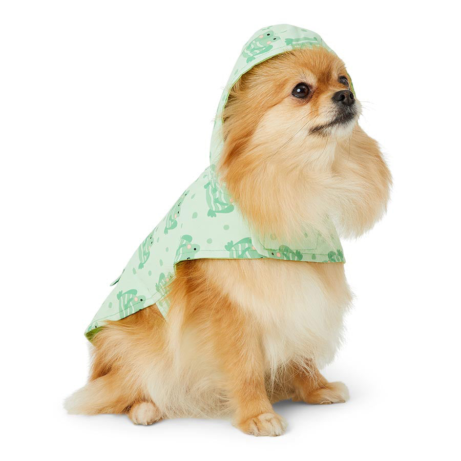Just For Puppy Frog Print Raincoat Green