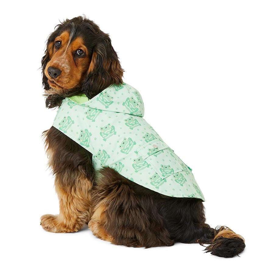 Just For Puppy Frog Print Raincoat Green
