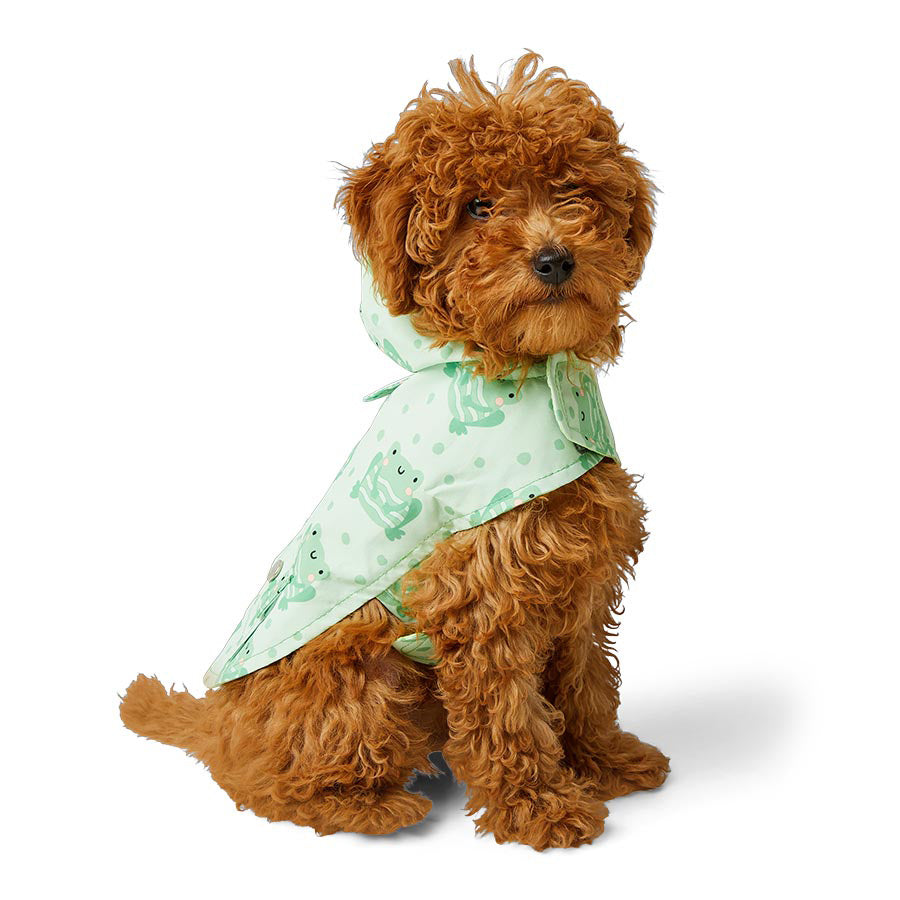 Just For Puppy Frog Print Raincoat Green
