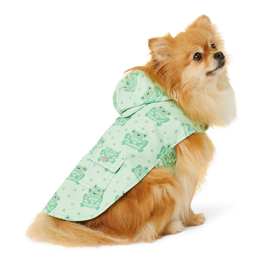 Just For Puppy Frog Print Raincoat Green