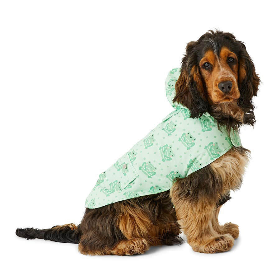 Just For Puppy Frog Print Raincoat Green