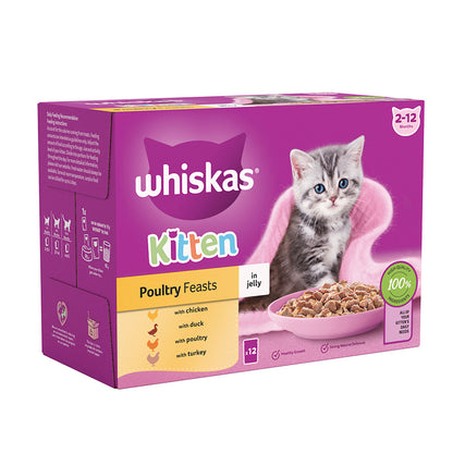 Whiskas Kitten Wet Cat Food Poultry In Jelly 12x85g