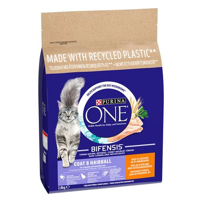 Purina ONE Coat & Hairball Adult Dry Cat Food Chicken 2.8kg