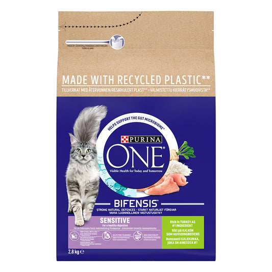 Purina ONE Sensitive Adult Dry Cat Food with Turkey 2.8kg