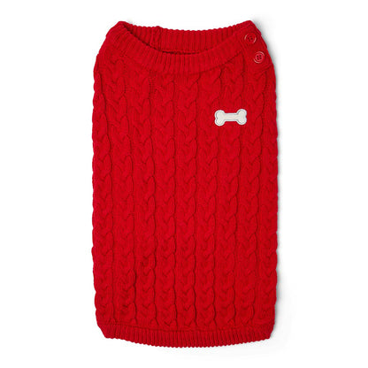 Pets at Home Cable Knit Bone Dog Jumper Red