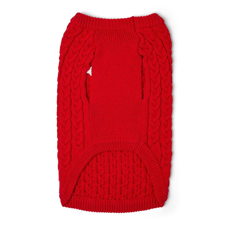 Pets at Home Cable Knit Bone Dog Jumper Red
