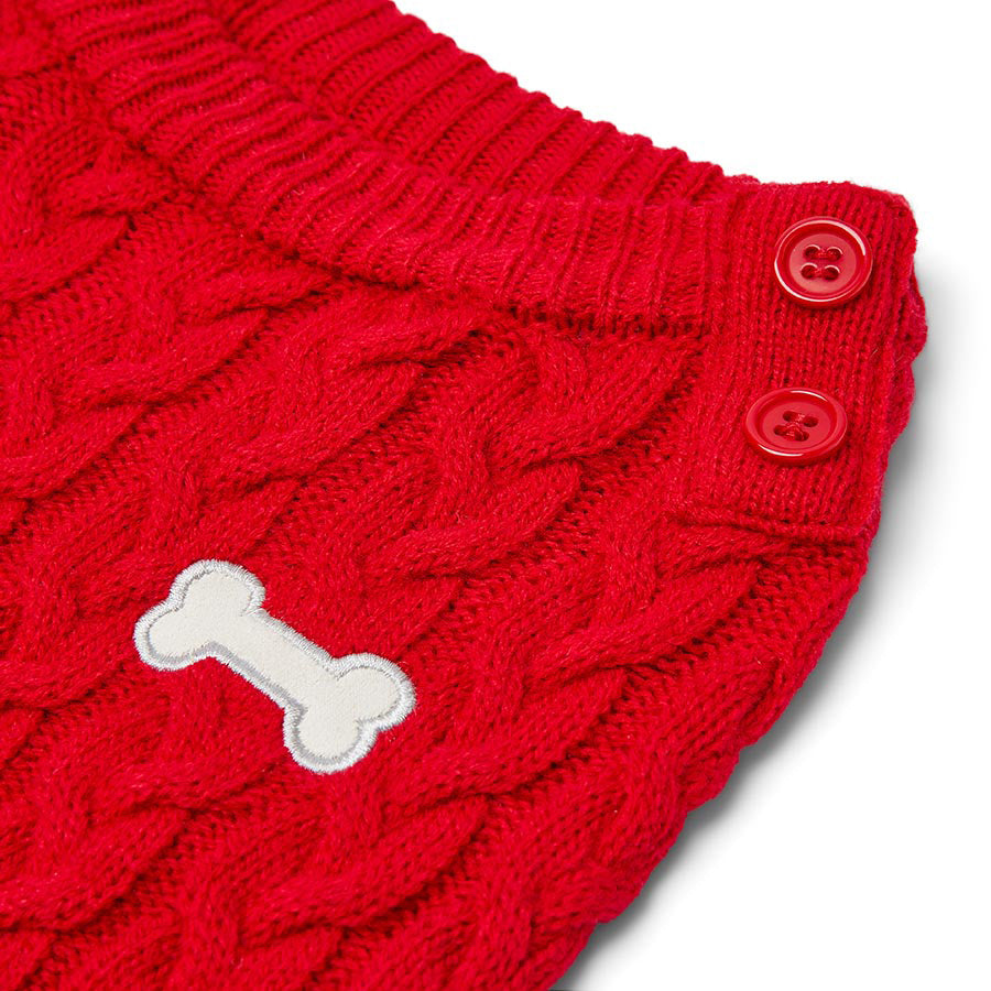Pets at Home Cable Knit Bone Dog Jumper Red