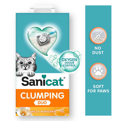 Sanicat Clumping Clay White Duo Cat Litter 10 Litre