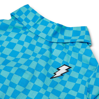 Pets at Home Checkerboard Collared Dog Shirt Blue