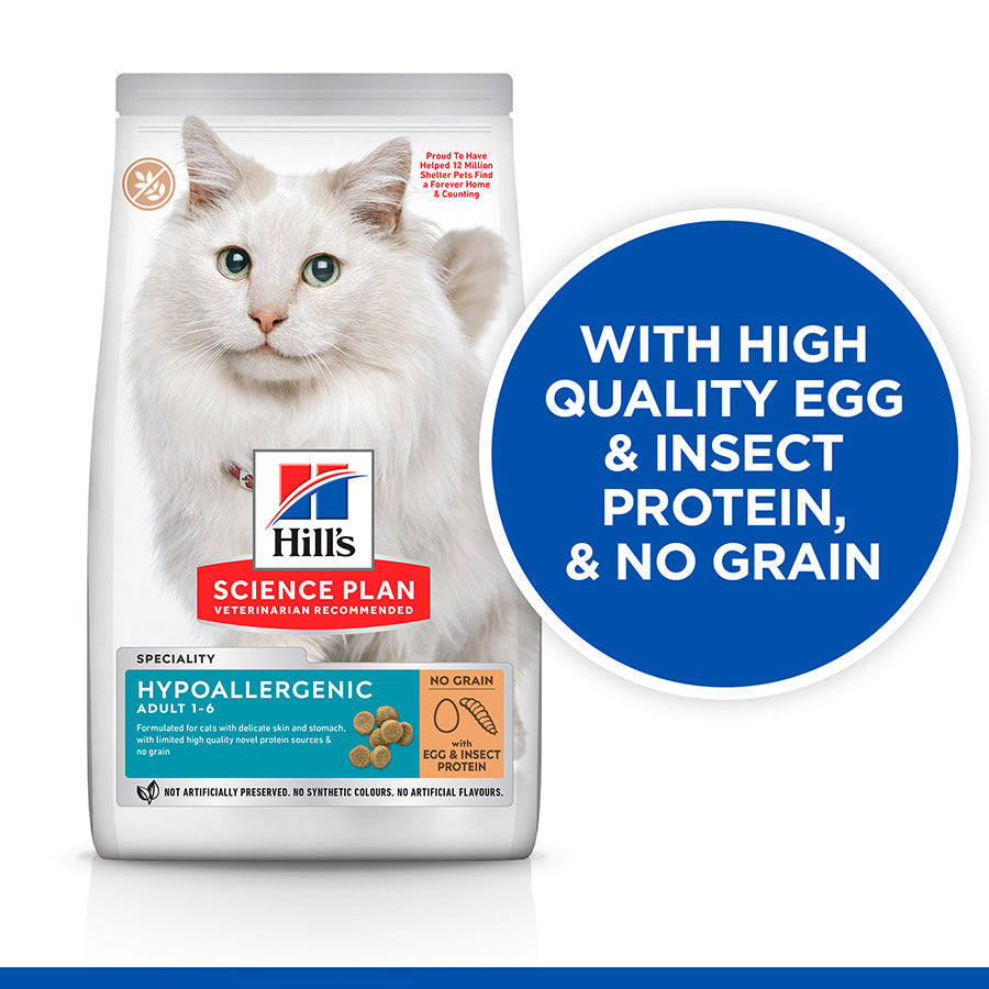 Hill's Science Plan Hypoallergenic Dry Adult Cat Food Insect and Egg Protein 7kg