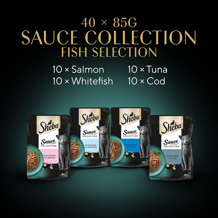 Sheba Sauce Collection Wet Adult Cat Food Fish Selection 40 x 85g Pouches