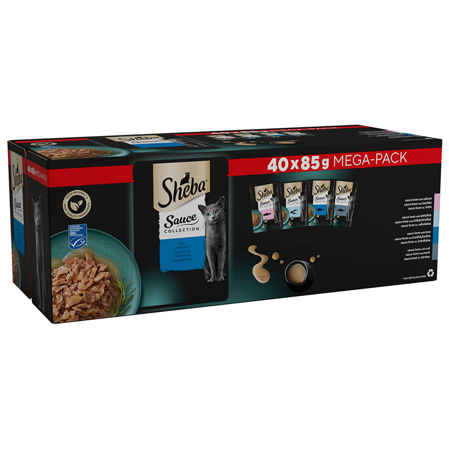 Sheba Sauce Collection Wet Adult Cat Food Fish Selection 40 x 85g Pouches