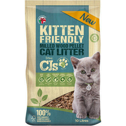 CJ's Pine & Spruce Scented Milled Wood Non Clumping Kitten Litter 10L