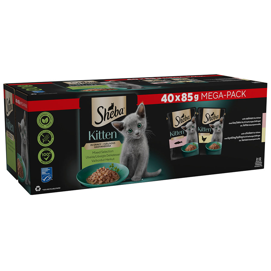 Sheba Mixed Selection Wet Kitten Food in Gravy 40x85g Pouches