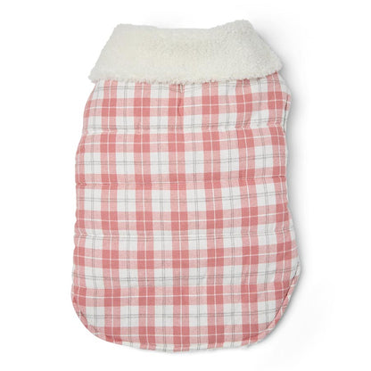 Pets at Home Quilted Plaid Dog Jacket Pink