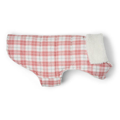 Pets at Home Quilted Plaid Dog Jacket Pink