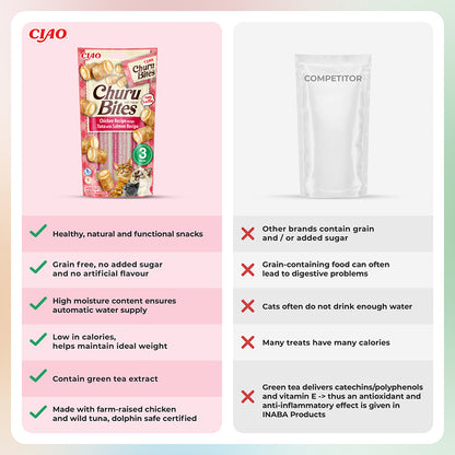 Ciao Churu Cat Treat Bites Chicken, Tuna & Salmon Bites 3x10g