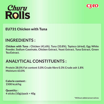 Ciao Churu Cat Treat Rolls Chicken & Tuna 4 x 10g