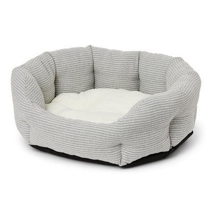 Pets at Home Scalloped Dog Bed Grey Stripe