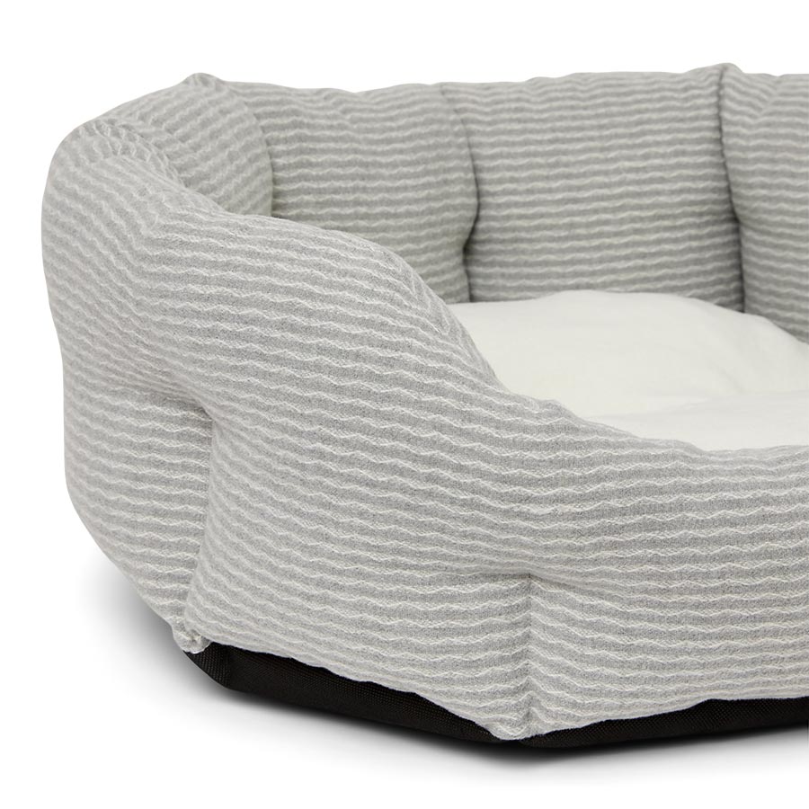 Pets at Home Scalloped Dog Bed Grey Stripe