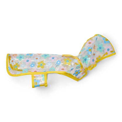 Pets at Home Printed Transpawrent Flower Dog Raincoat Yellow