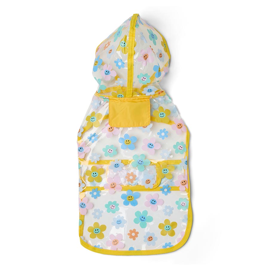 Pets at Home Printed Transpawrent Flower Dog Raincoat Yellow