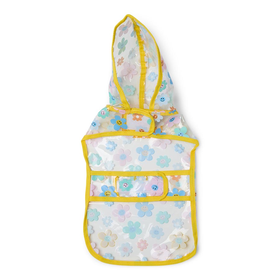 Pets at Home Printed Transpawrent Flower Dog Raincoat Yellow