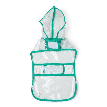 Pets at Home Printed Transpawrent Paw & Bone Dog Raincoat Teal