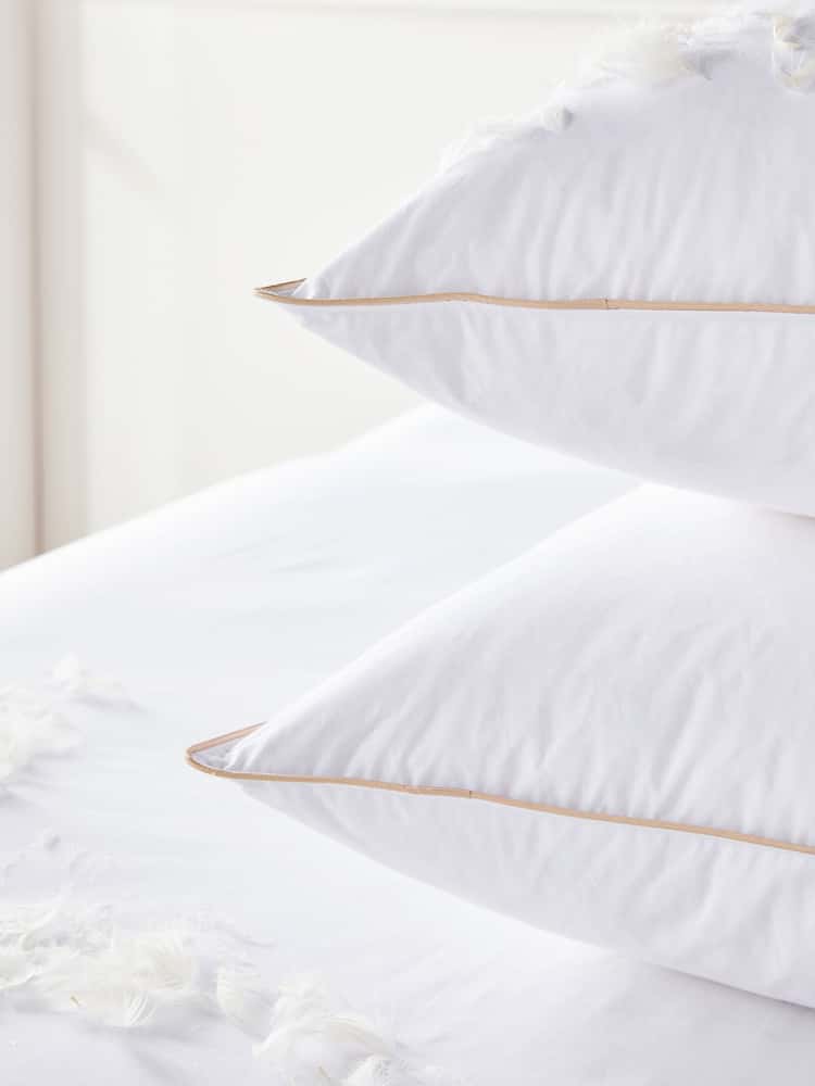 Set of 2 Medium 100% Cotton Goose Feather and Down Pillows