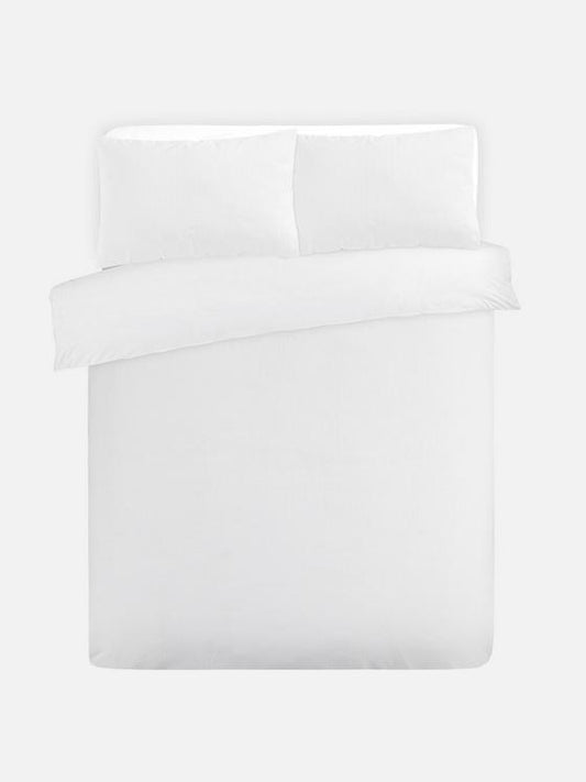 White Supersoft Waffle Double Duvet Cover Set