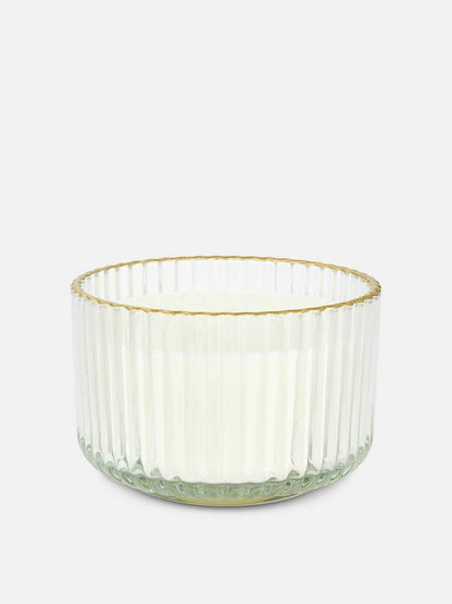 Three Wick Candle In Fluted Glass
