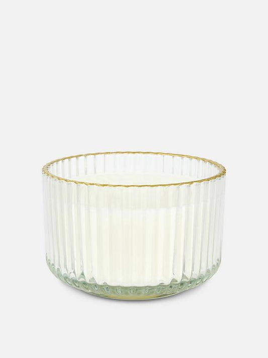 Three Wick Candle In Fluted Glass