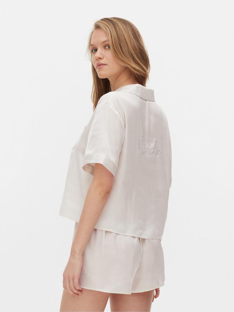 Bridal Satin Short Sleeve Shirt Pyjamas