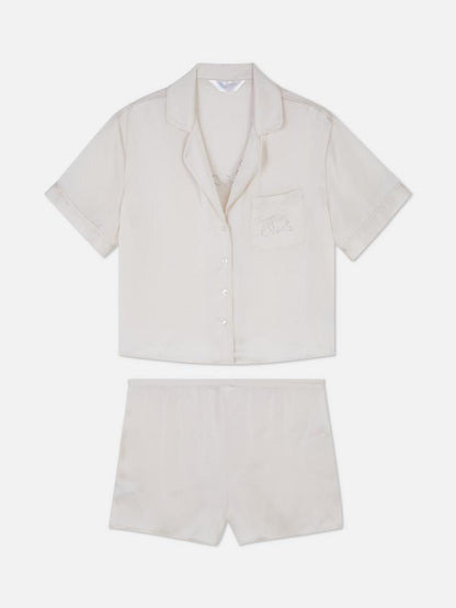 Bridal Satin Short Sleeve Shirt Pyjamas
