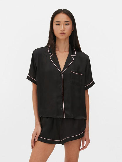 Satin Nightshirt and Shorts Pyjama Set
