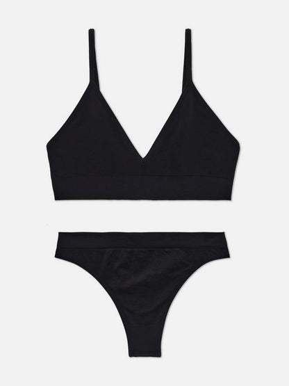 Seamless Triangle Bralette and Thong Set