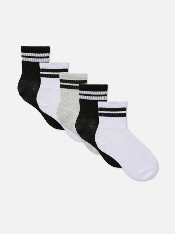 5pk Stripe Ankle Sports Crew Socks